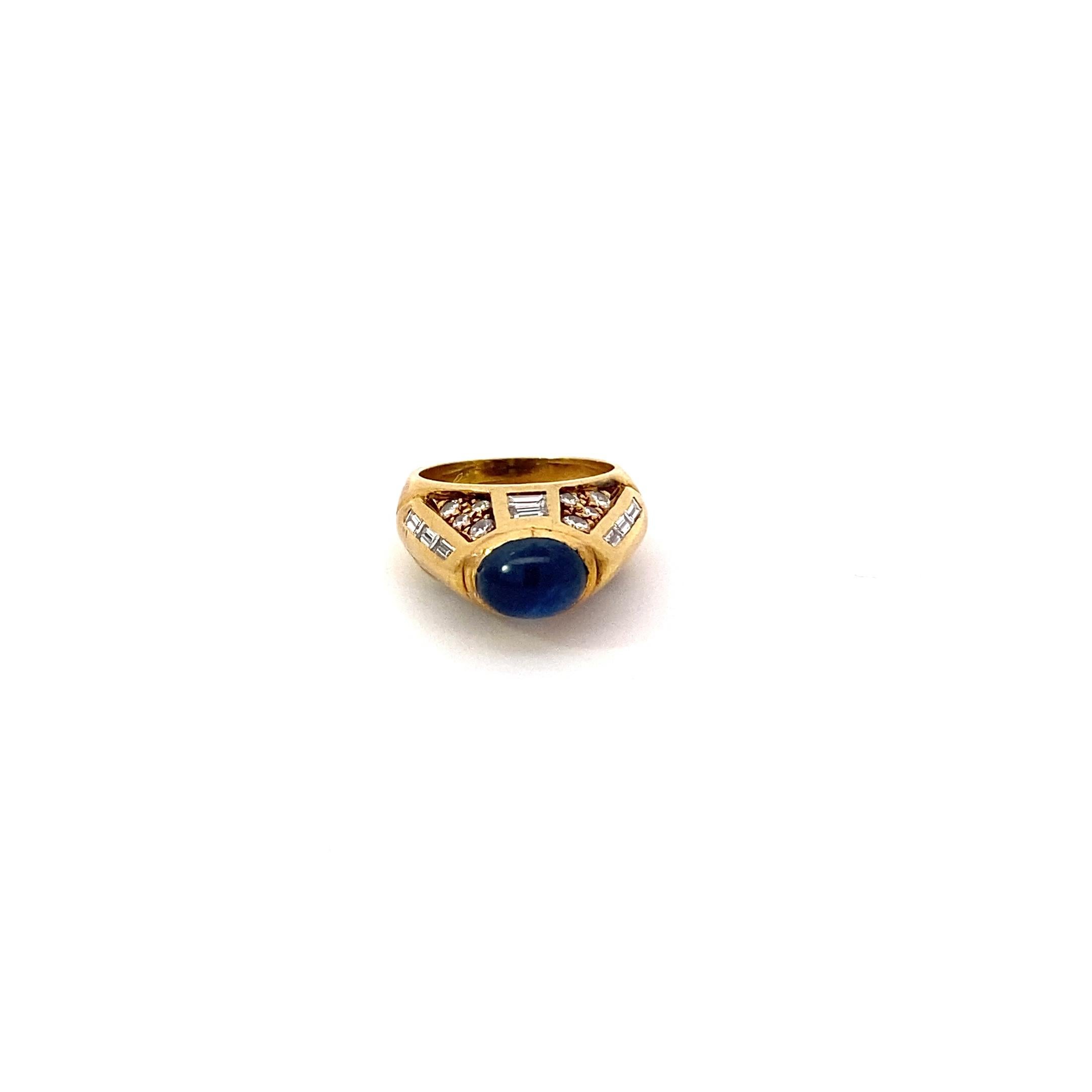 Vintage Sapphire and Diamond Dome Ring, 18k In Good Condition For Sale In Brooklyn, NY