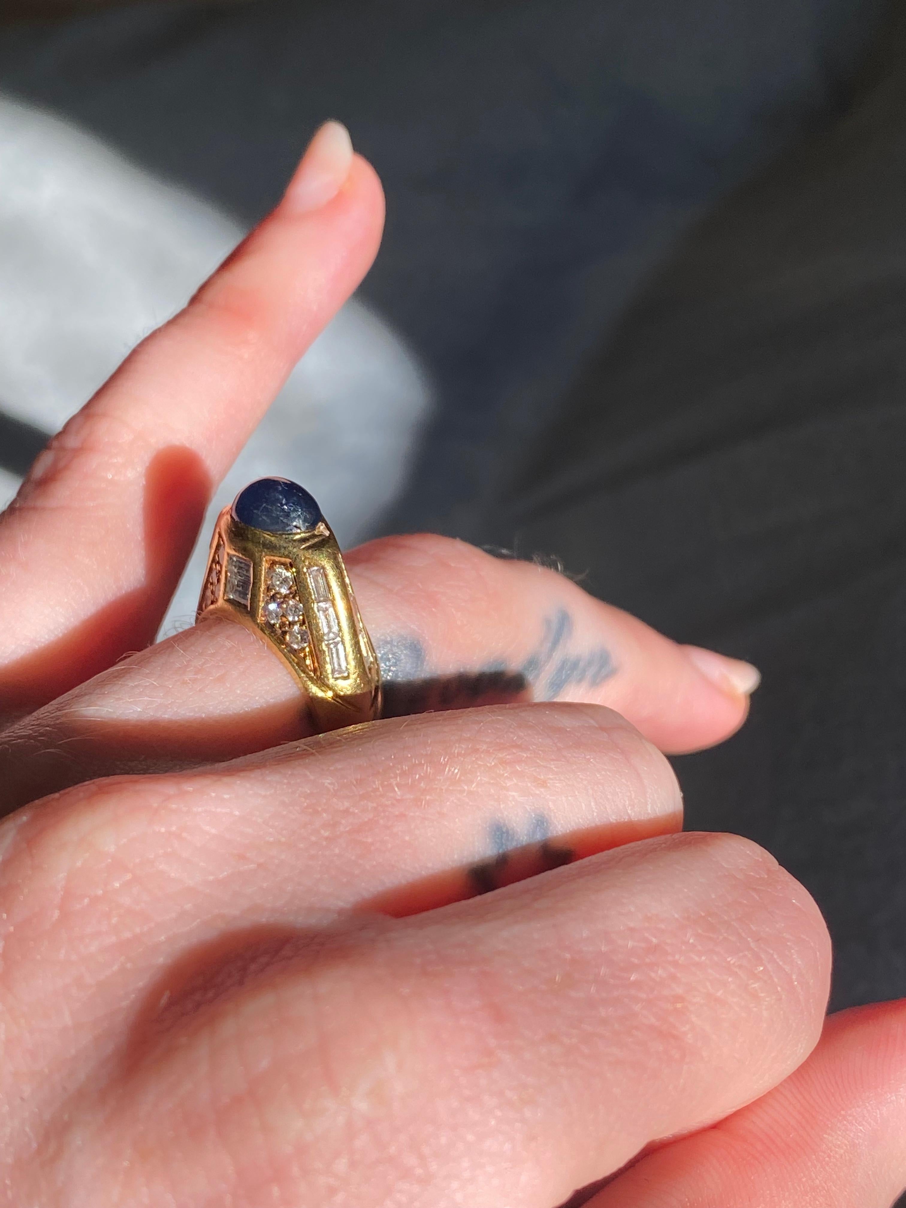 Vintage Sapphire and Diamond Dome Ring, 18k For Sale 3