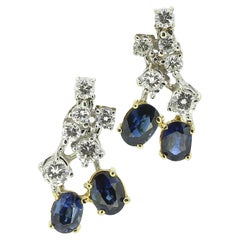 Vintage Sapphire and Diamond Drop Earrings