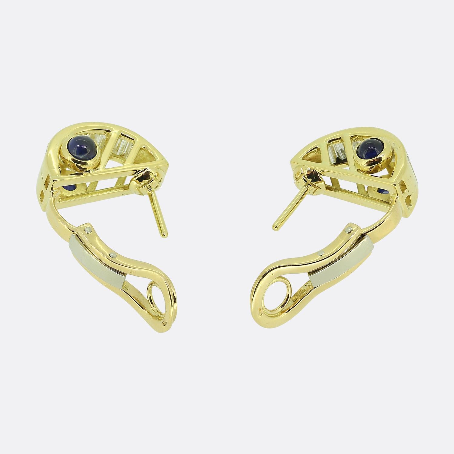 Vintage Sapphire and Diamond Earrings In Good Condition For Sale In London, GB