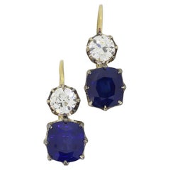 Boucles d'oreilles vintage en saphir et diamant