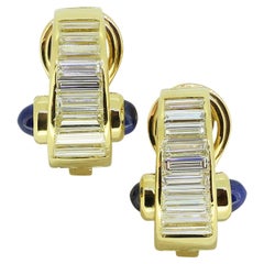 Vintage-Ohrringe mit Saphir und Diamant