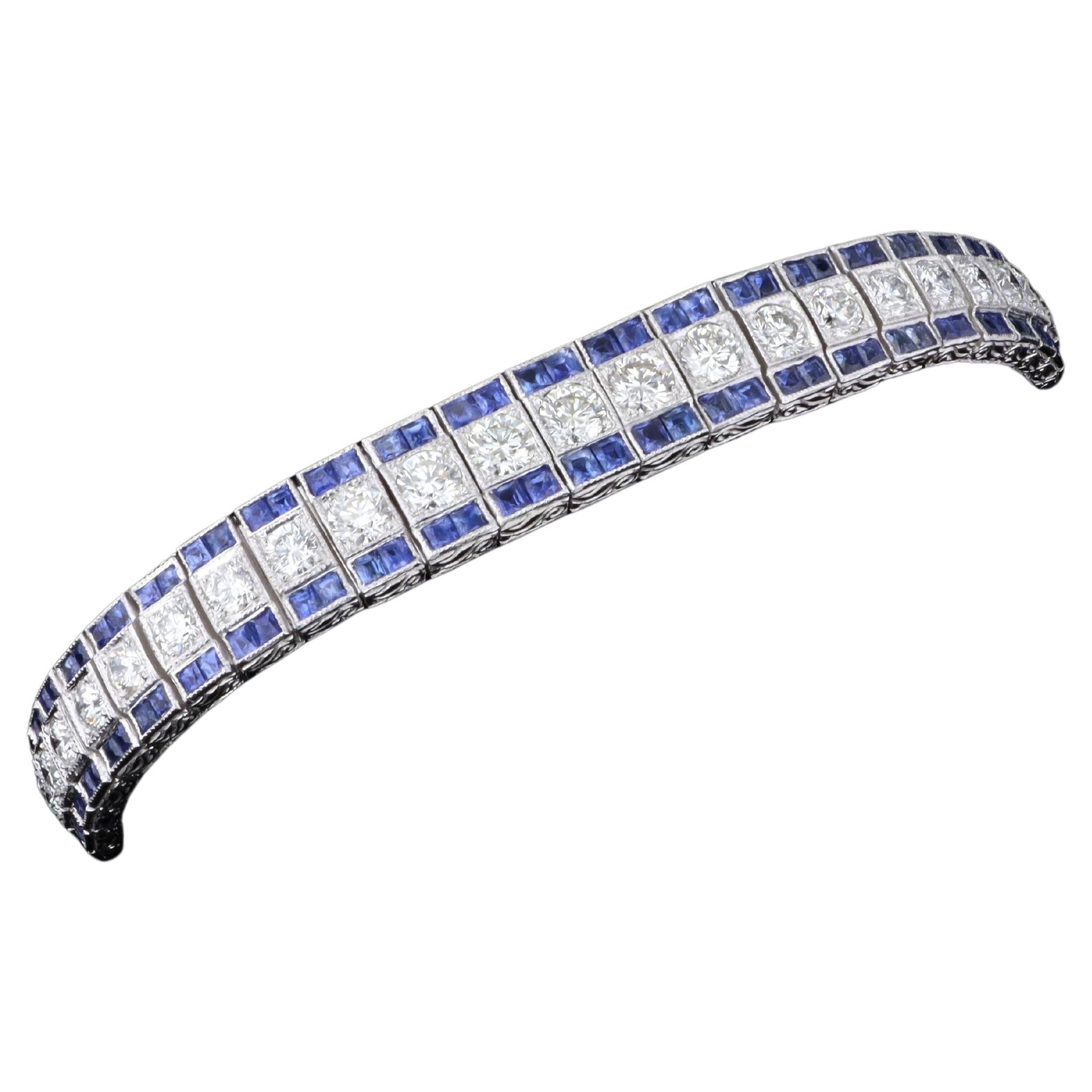 Vintage Sapphire and Diamond Estate Bracelet For Sale