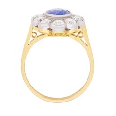 Vintage Sapphire and Diamond Halo Ring, circa 1960s