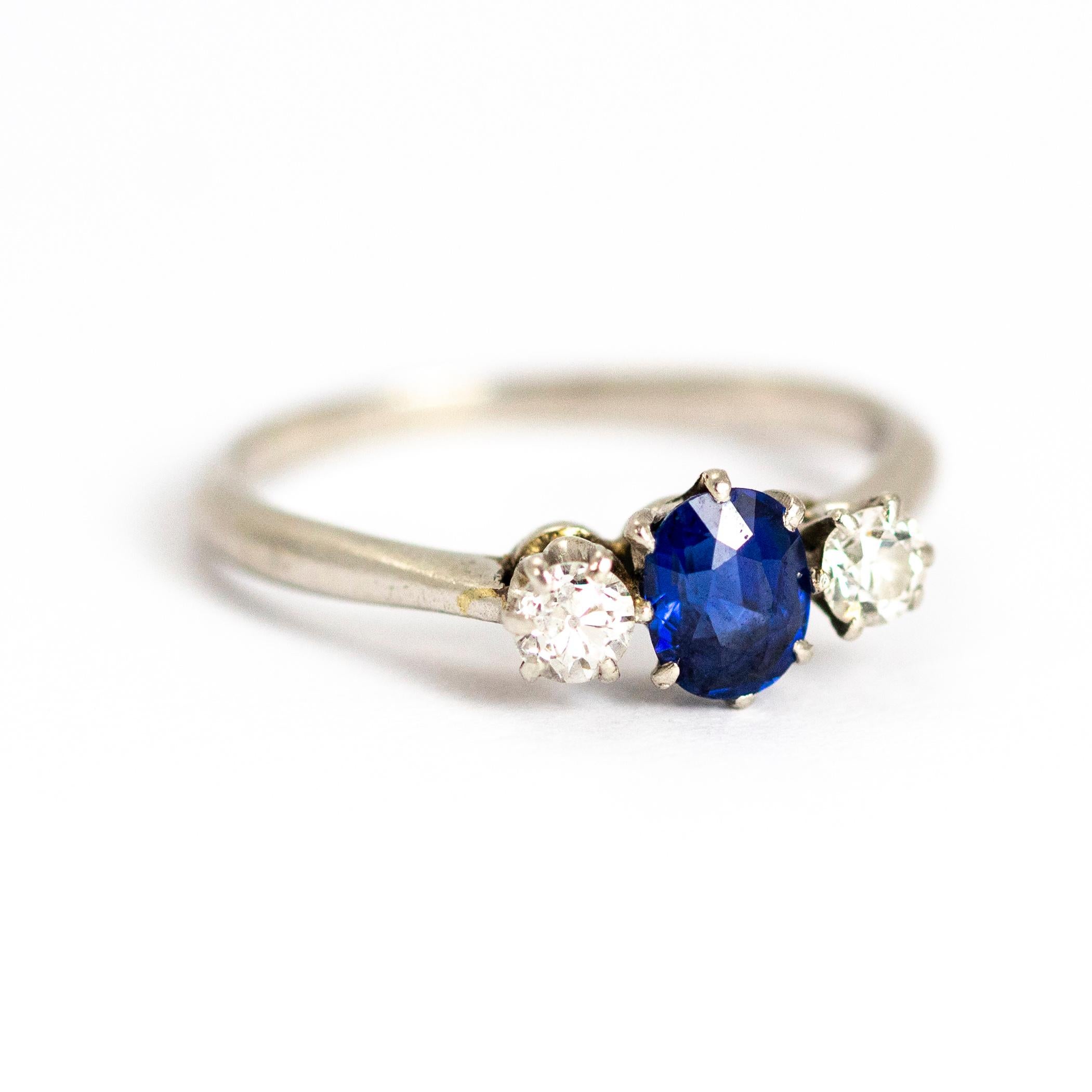 Vintage Sapphire and Diamond Platinum Ring 1