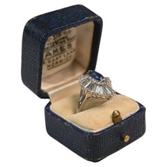 Vintage Sapphire and Diamond Ring. 2.10ct Marquise Shape Ballerina Ring Platinum