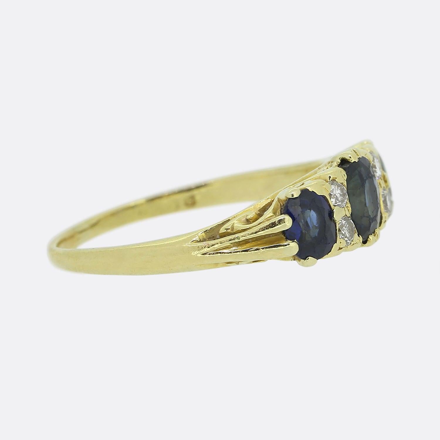 Oval Cut Vintage Sapphire and Diamond Ring For Sale