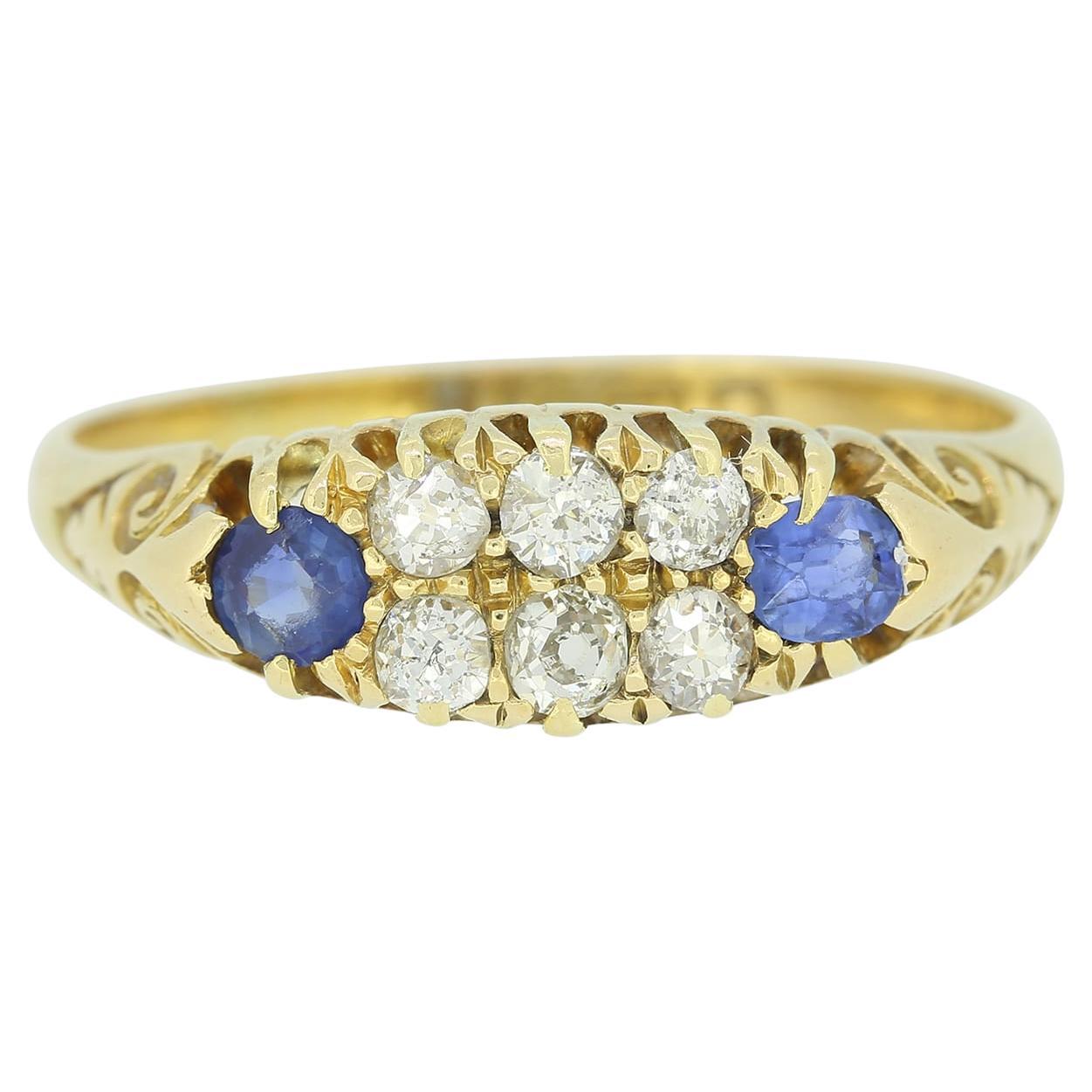 Vintage-Ring mit Saphir und Diamant