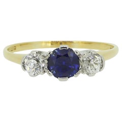 Vintage Sapphire and Diamond Three-Stone Ring