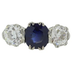 Vintage Sapphire and Diamond Three-Stone Ring