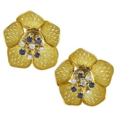 Vintage Saphir und Diamant Tremblant Expanding Floral Ohrringe