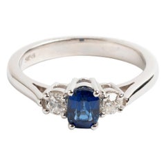 Vintage Sapphire and Diamond Trilogy Ring, Hallmarked Sheffield UK, Early 1980s
