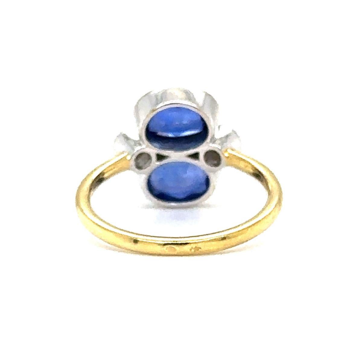 Vintage Sapphire And Diamond Twin East West Ring In Good Condition For Sale In Armadale, Victoria