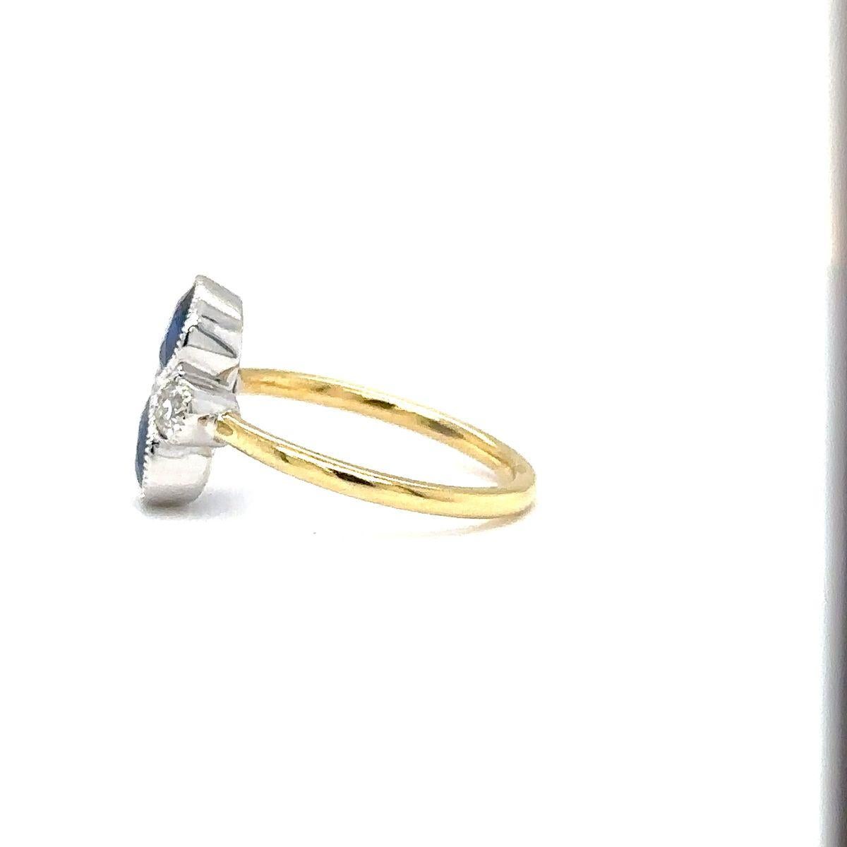 Vintage Sapphire And Diamond Twin East West Ring For Sale 1