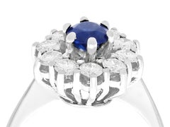 Vintage Sapphire and Diamond White Gold Cluster Ring