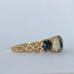 Vintage Sapphire and Opal 9 Carat Gold Five Stone Ring