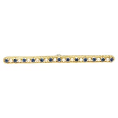 Vintage Sapphire and Seed Pearl Bar Brooch