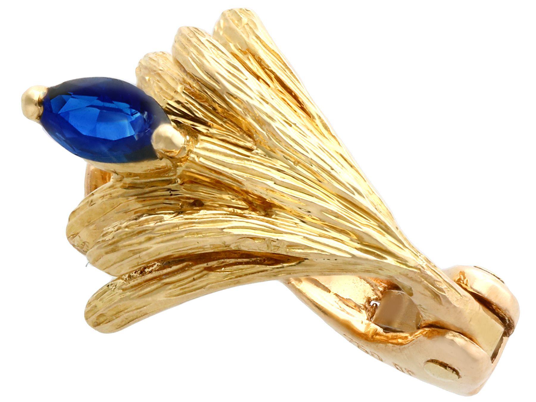Marquise Cut Mellerio Vintage Sapphire and Yellow Gold Earrings, circa 1980 For Sale