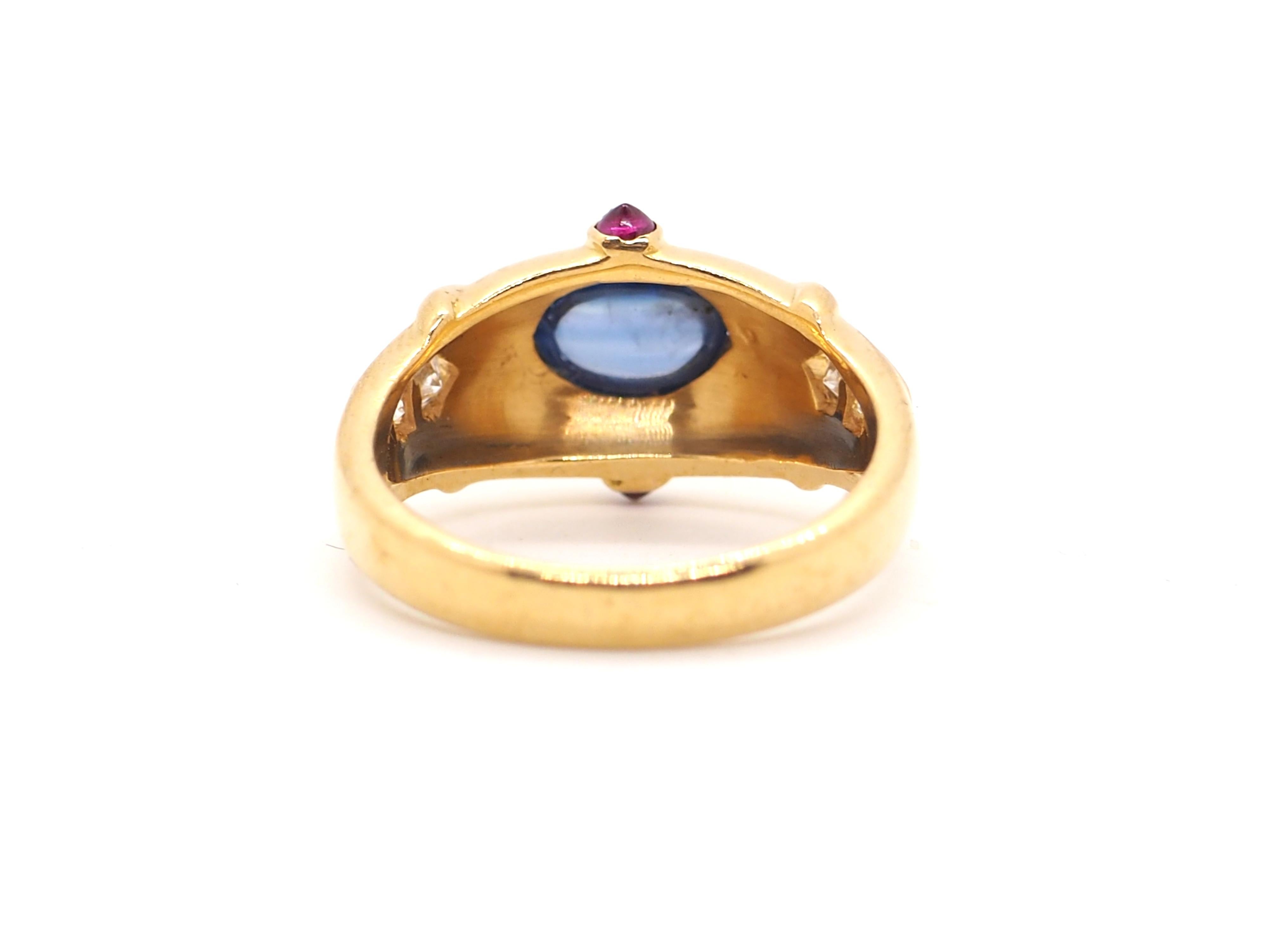 Vintage Sapphire Avakian House 18K Yellow Gold Ring For Sale 1