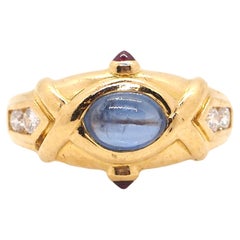 Avakian Vintage Sapphire Ring 18 Karat Yellow Gold