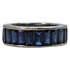 Vintage Sapphire Baguette Eternity Band in Platinum