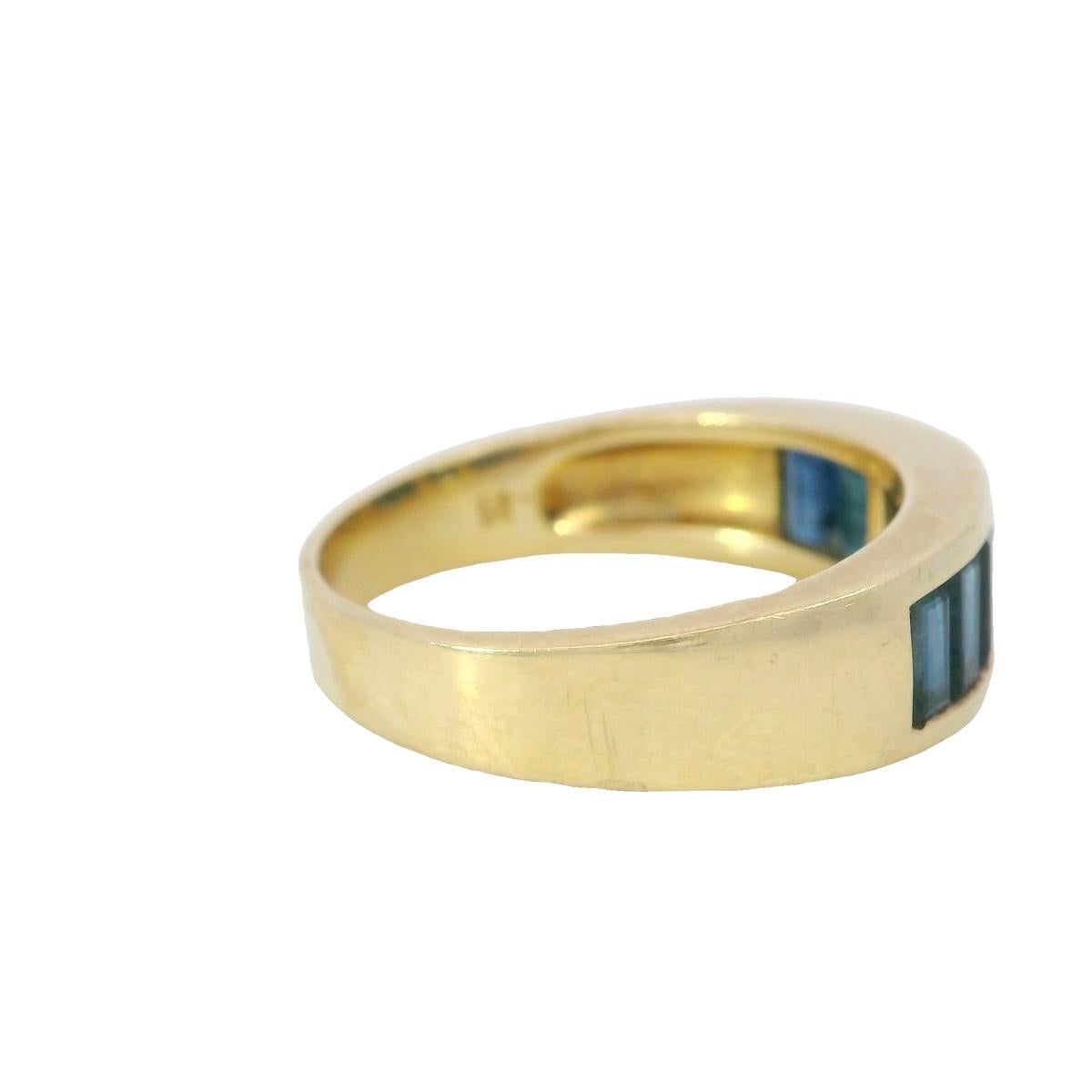 Vintage Sapphire Baguette Ring 18K Gelbgold ~2ctw Größe 7 Damen im Angebot