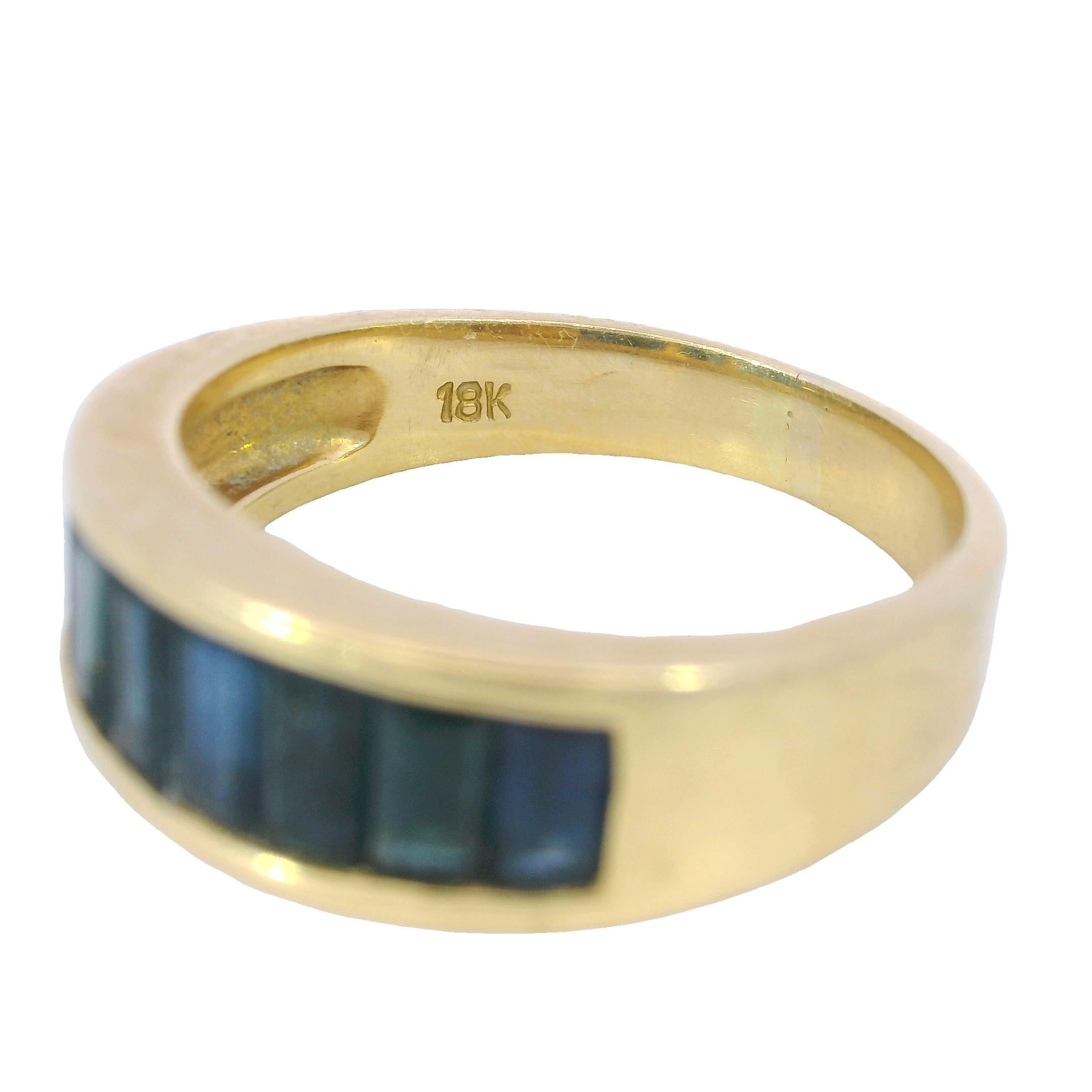 Vintage Sapphire Baguette Ring 18K Gelbgold ~2ctw Größe 7 im Angebot 1