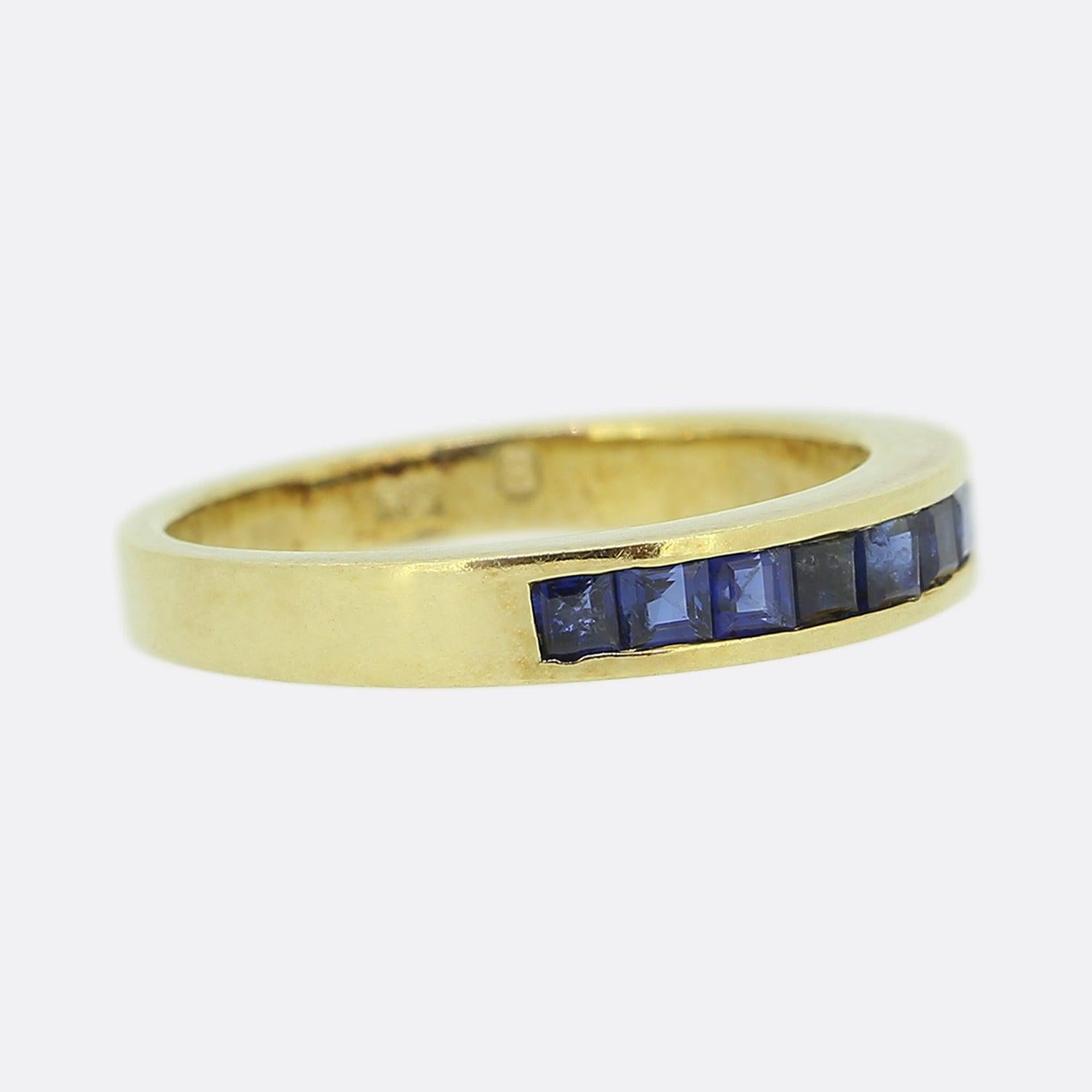 Square Cut Vintage Sapphire Band Ring For Sale