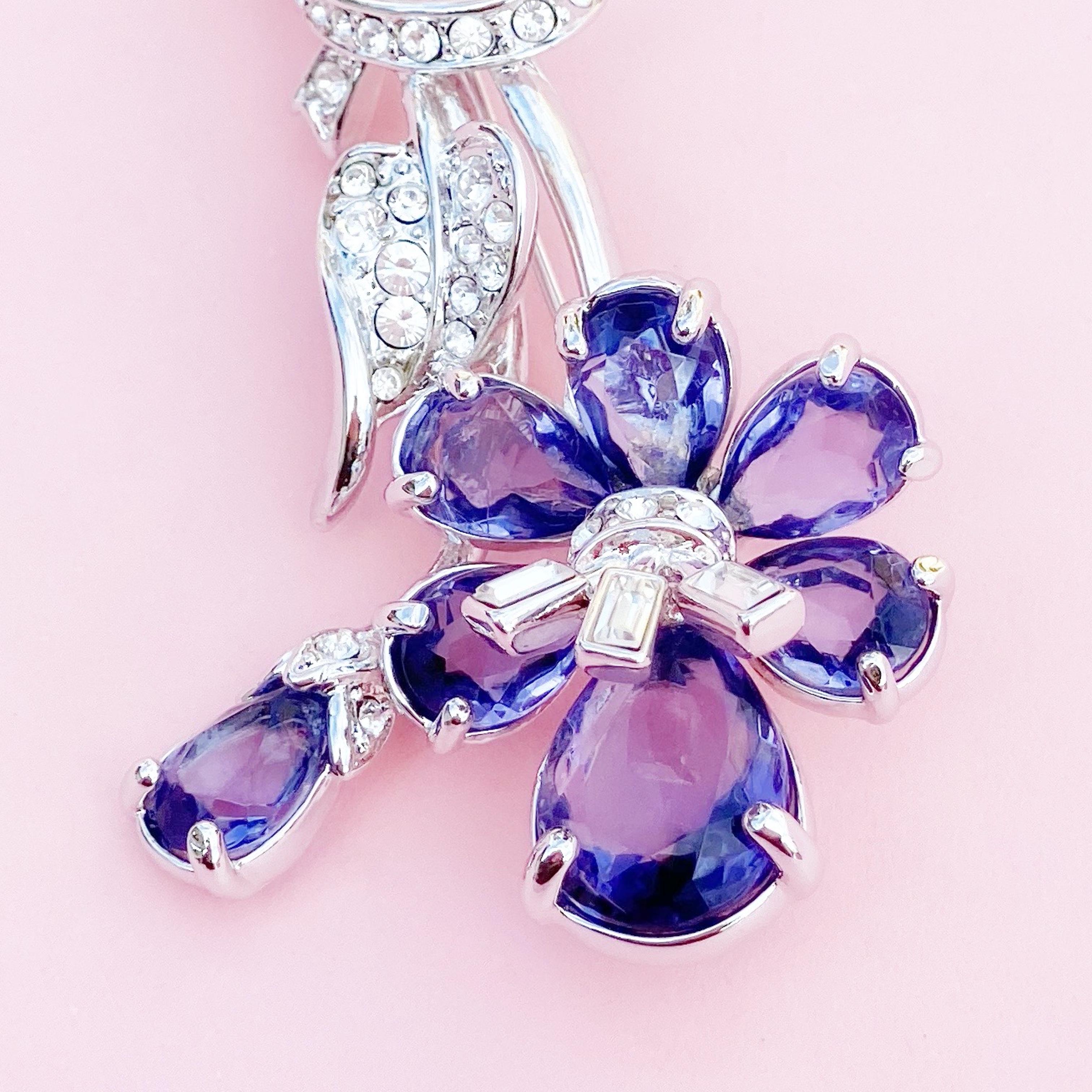 Vintage Sapphire Blue Crystal Flower Figural Brooch By Nolan Miller ...