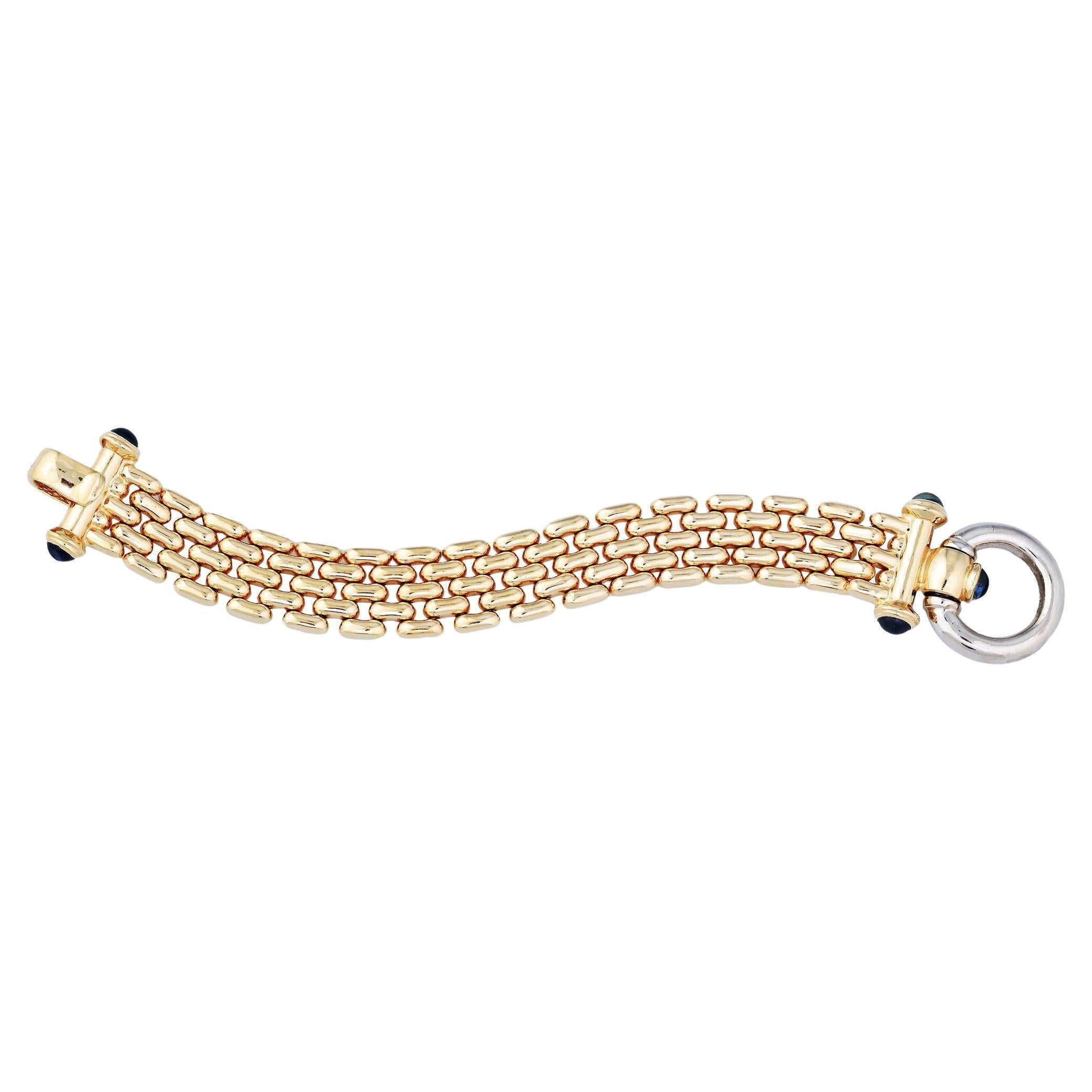 Vintage Sapphire Bolt Gold Chain Bracelet '3.00 Ct Sapphires' in Yellow Gold For Sale