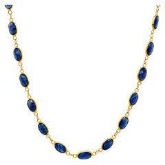 Vintage Sapphire by the Yard Necklace in 18K Yellow Gold, 16.45ct.
