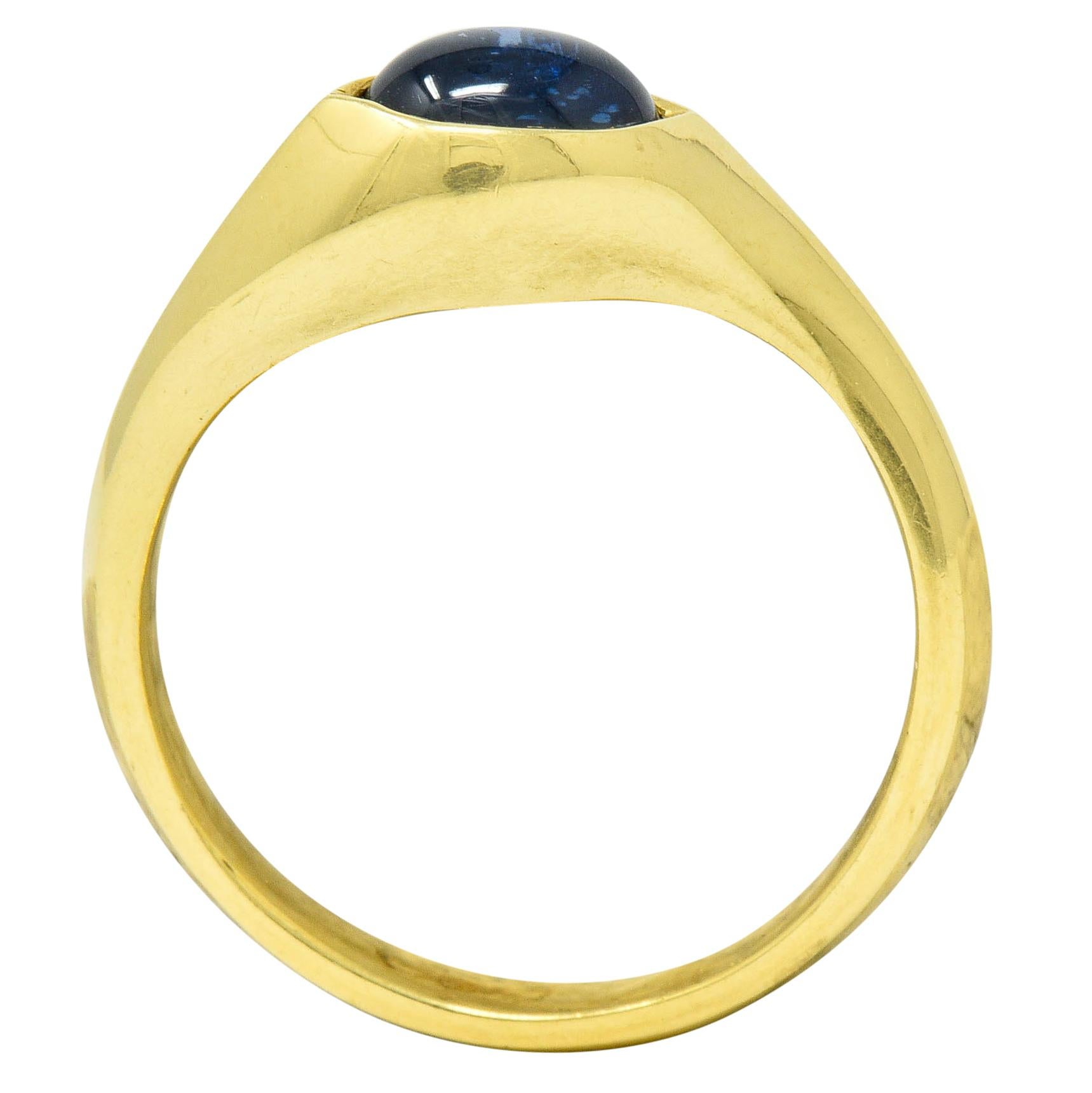 Vintage Sapphire Cabochon 18 Karat Gold Eyelet Band Ring, circa 1990s 2
