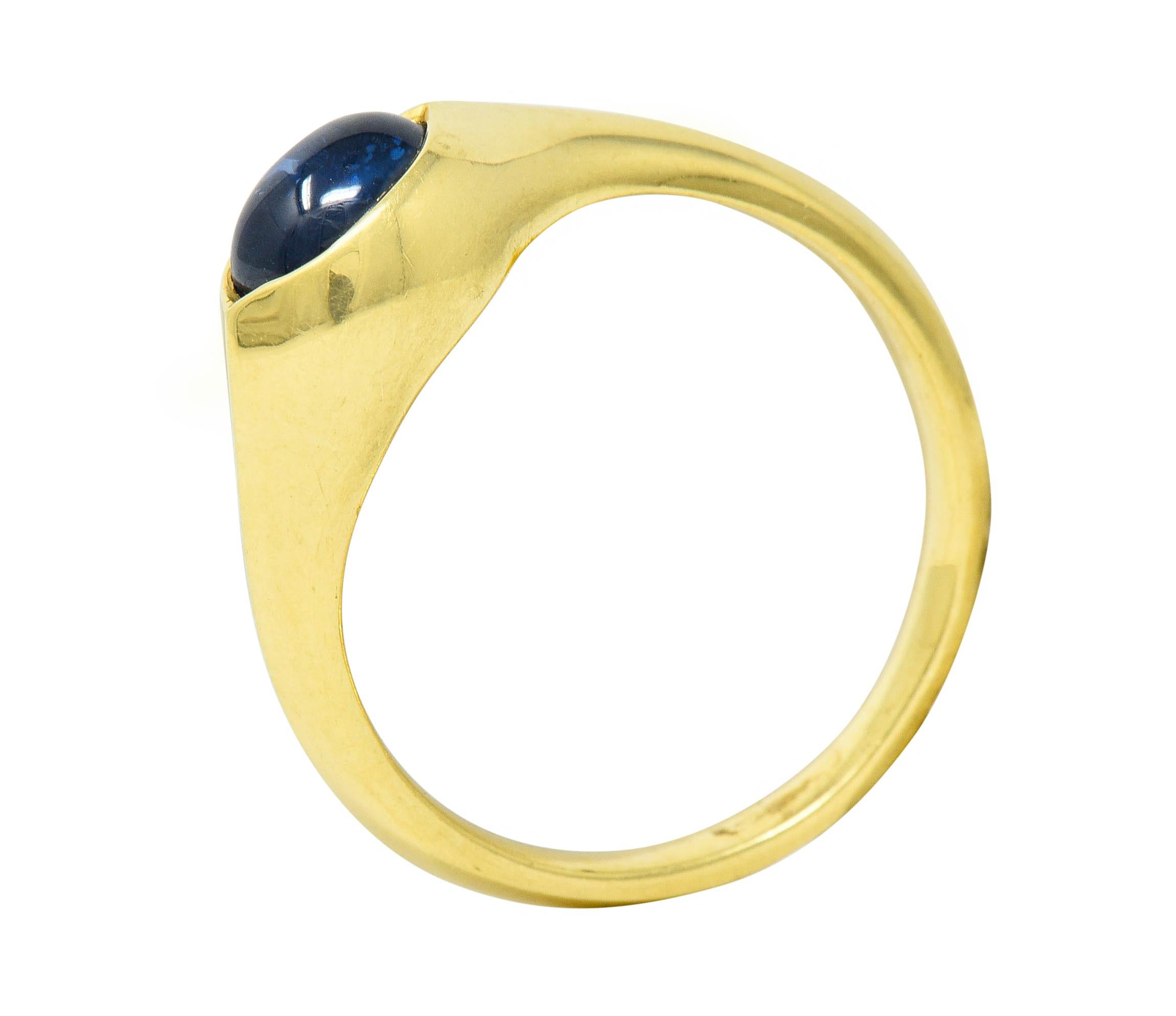 Vintage Sapphire Cabochon 18 Karat Gold Eyelet Band Ring, circa 1990s 3