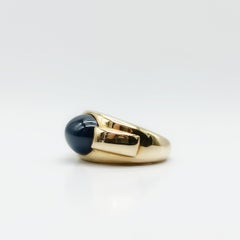 Vintage Sapphire Cabochon Ring in 18K Yellow Gold, 1995