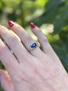 Vintage Sapphire Cocktail Ring 18K Weißgold