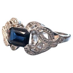 Vintage Sapphire Cocktail Ring 18K Weißgold