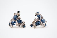 Vintage Sapphire Crystal Rhinestone Earrings, circa 1950s