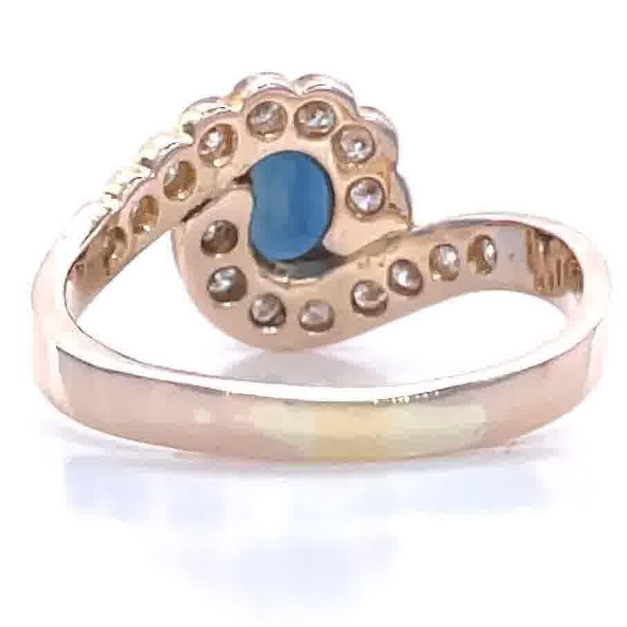 Women's Vintage Sapphire Diamond 14 Karat Rose Gold Ring