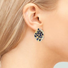 Vintage Sapphire & Diamond 14K Cluster Earrings