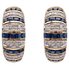 Retro Sapphire Diamond 14k Gold Earrings