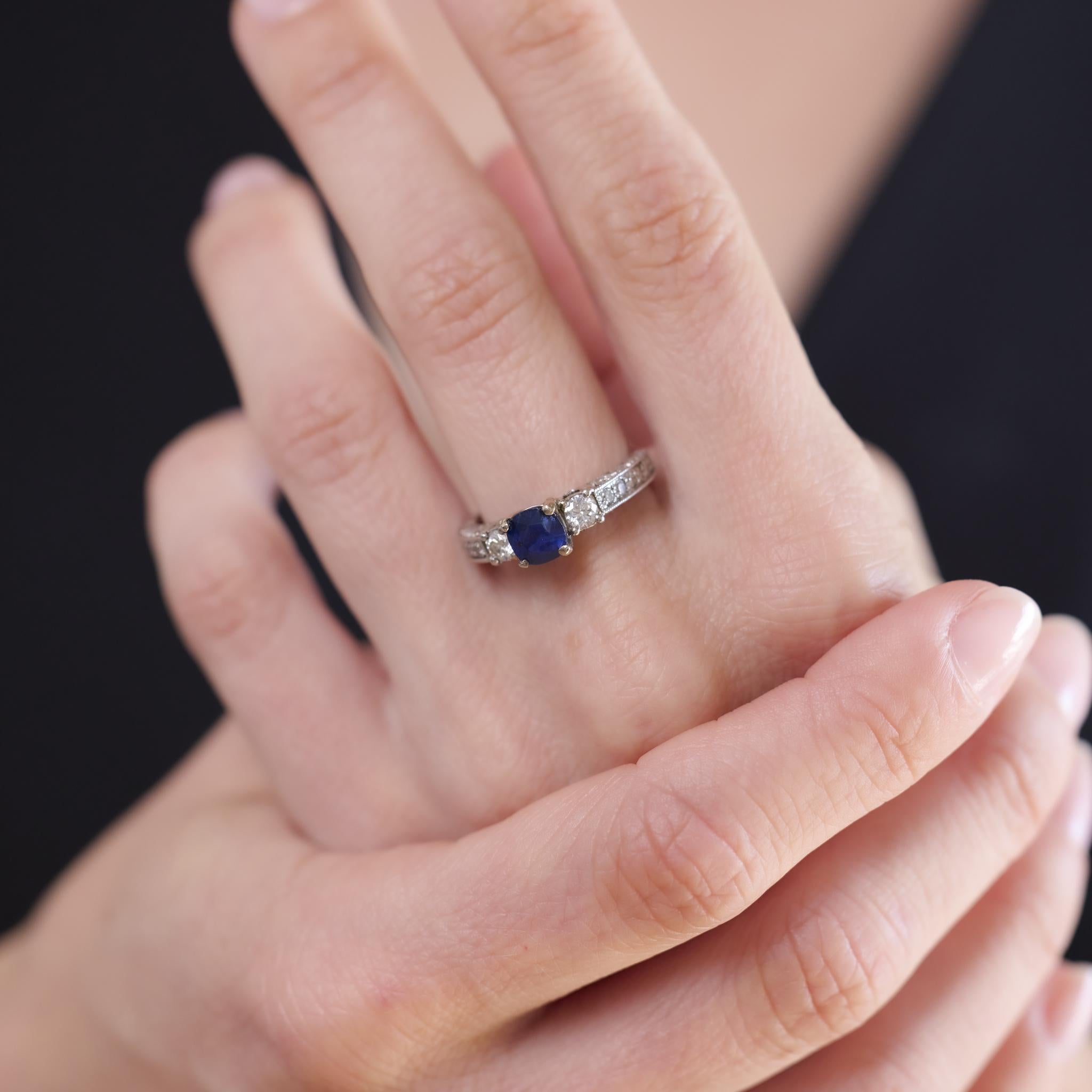 Vintage sapphire diamond 14k white gold ring im Zustand „Gut“ in Beverly Hills, CA