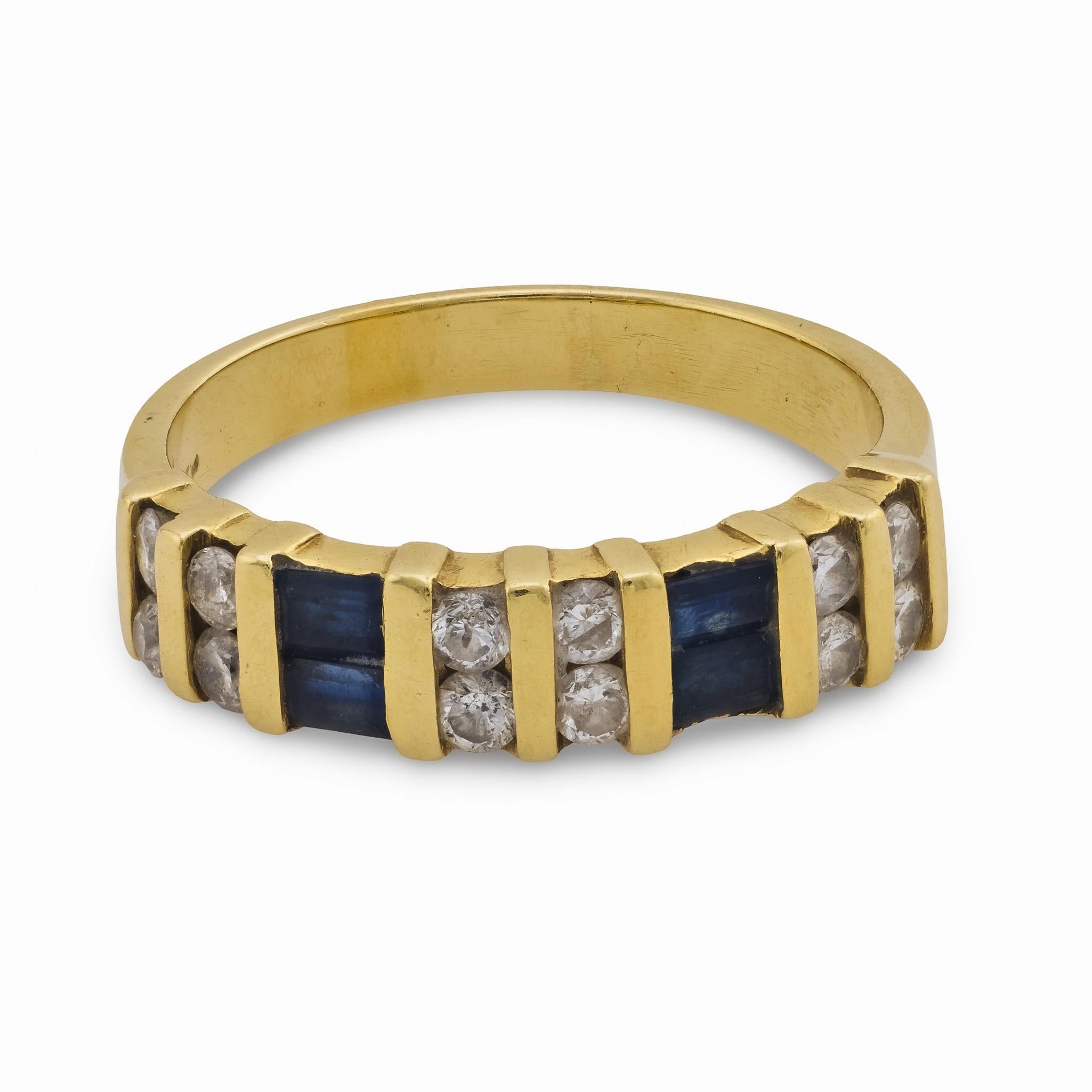 Moderne Bracelet vintage saphir diamant en or jaune 14k en vente