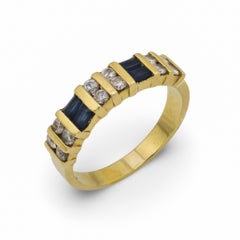 Vintage sapphire diamond 14k yellow gold band