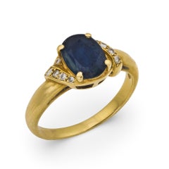 Vintage sapphire diamond 14k yellow gold ring
