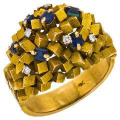 Vintage sapphire diamond 14k yellow gold ring