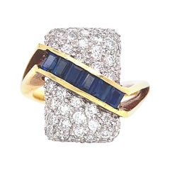 Retro Sapphire Diamond 18 Karat Gold Ring
