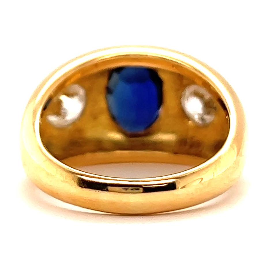 Vintage Saphir-Diamant-Ring aus 18 Karat Gold mit drei Steinen 1