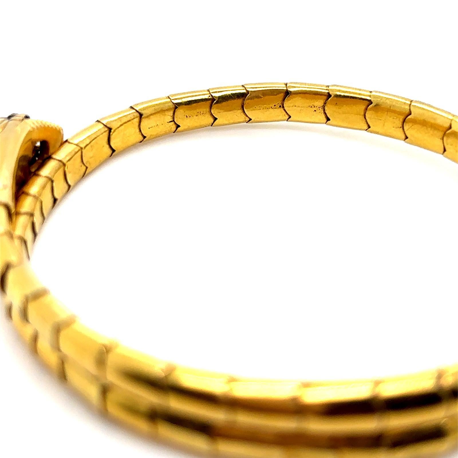 Vintage Sapphire Diamond 18 Karat Yellow Gold Snake Flexible Bracelet For Sale 7