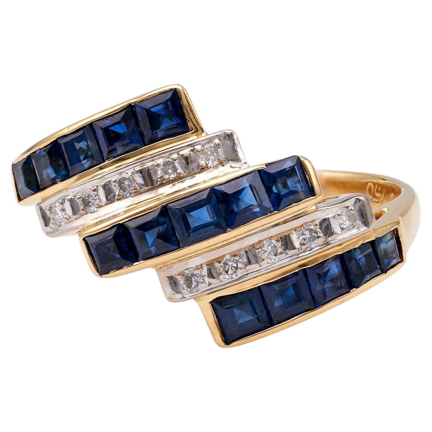 Vintage Sapphire Diamond 18k Gold Ring For Sale