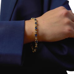 Vintage sapphire diamond 18k two tone bracelet